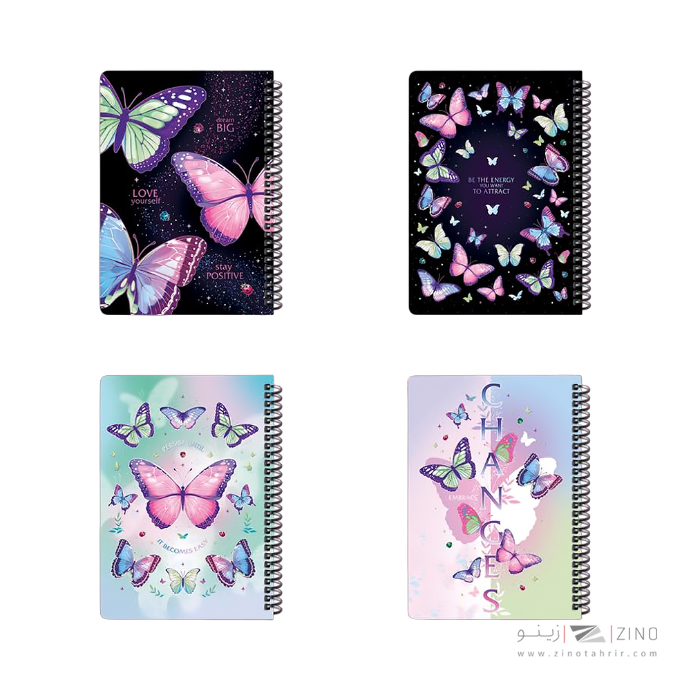 دفتر100برگ وزیری سیمی جلد سخت لانگو سری پروانه کد860